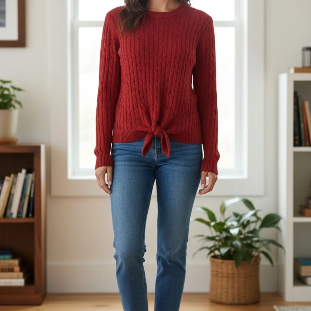 Classic Red Women's Sweater, perfect for the Holidays /Christmas Sz L